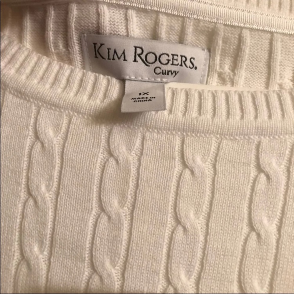 Kim Rogers Curvy White Cableknit Sweater Size 1X - Picture 6 of 8